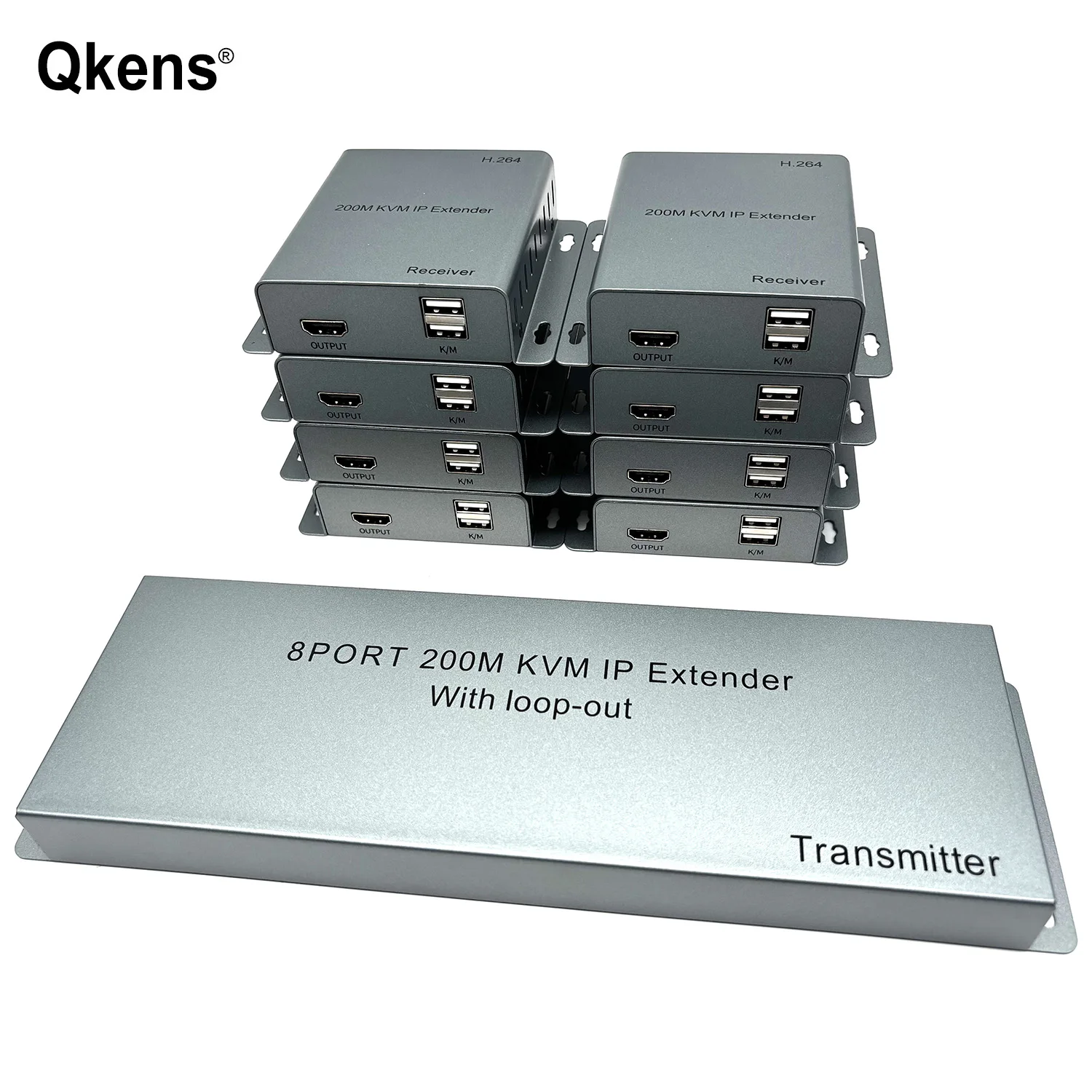 200m 1x8 RJ45 Splitter HDMI KVM IP Extender Video Transmitter Receiver 1080P Via Cat5e Cat6 Network Cable Support Mouse Keyboard