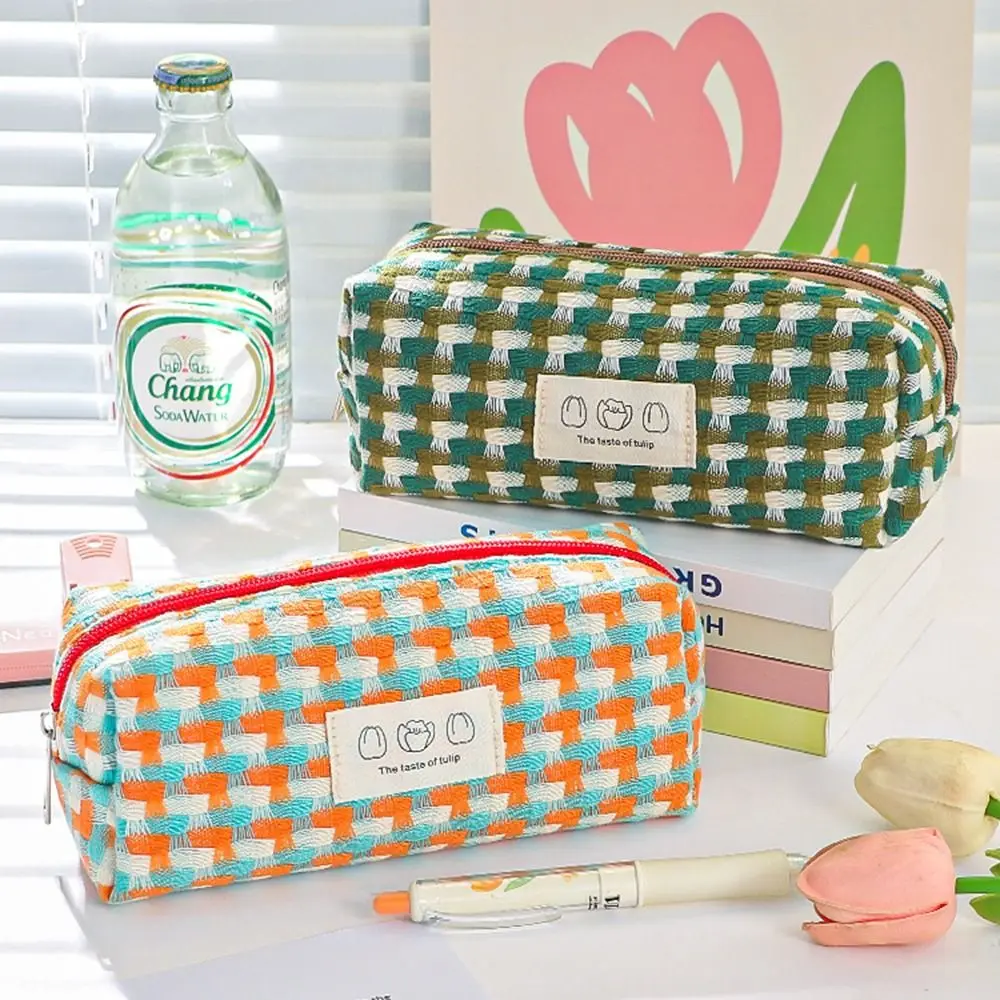 Rainbow INS Pencil Case Vintage Simplicity Pen Holder Large Capacity Dirty-resistant Pencil Bag School