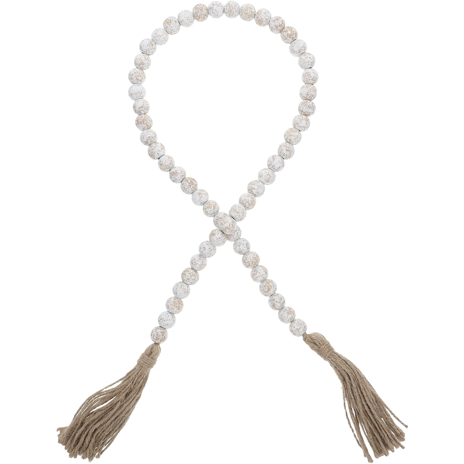

Wood Beads Jute Tassel Pastoral Decorative Pendant Natural Farmhouse Rustic Wooden Bead Wall Hanging Home Decor