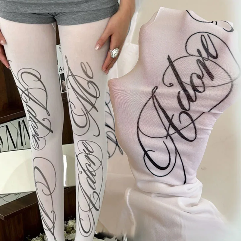 

Шелковые чулки с принтом в стиле Y2K, японские чулки-лолита JK, готические косплей-носки, панк-чулки до бедра, женские колготки