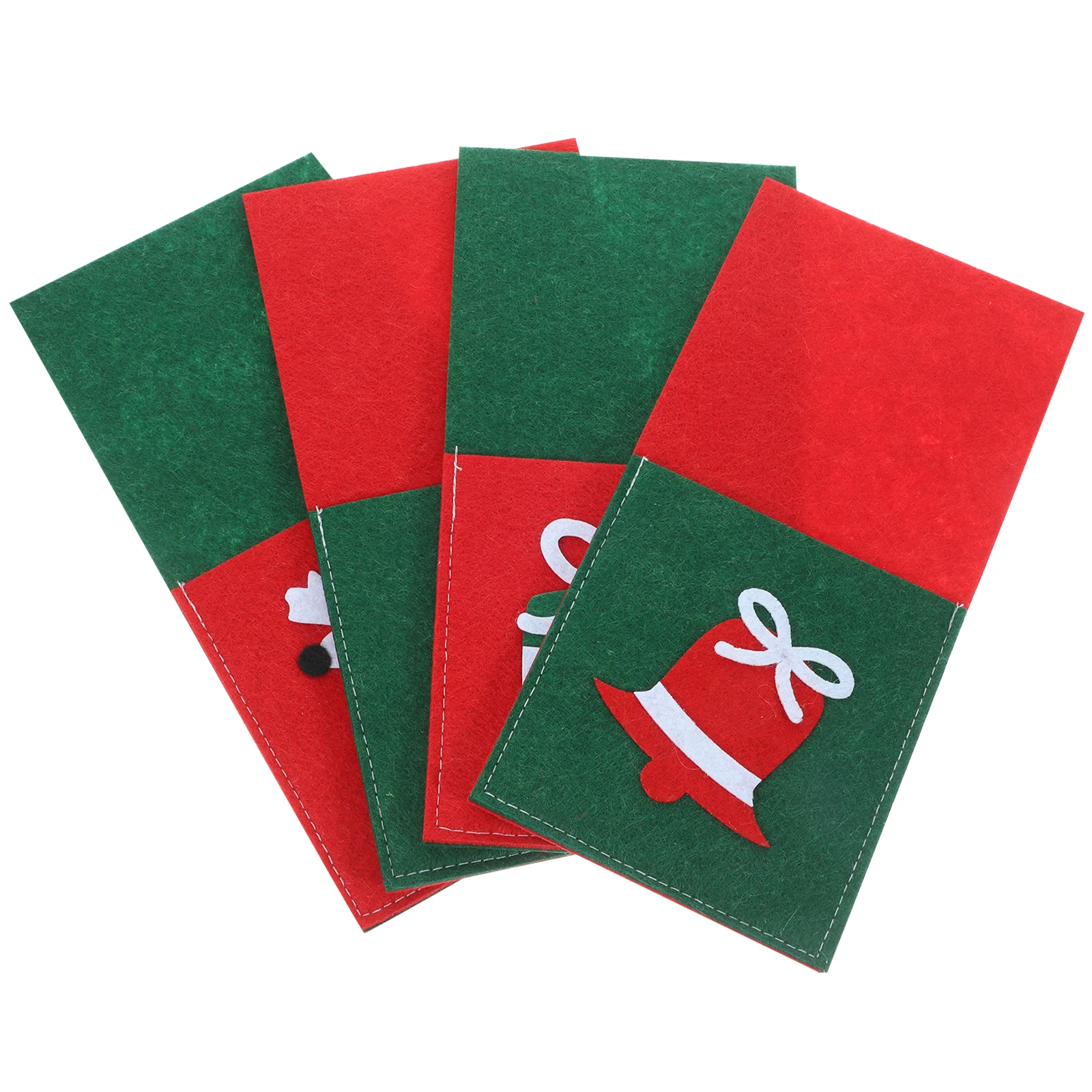 

4 Pcs Christmas Cutlery Holder Felt Silverware Fork Bags Tableware Holders Decorations Trees Utensil Party Dining