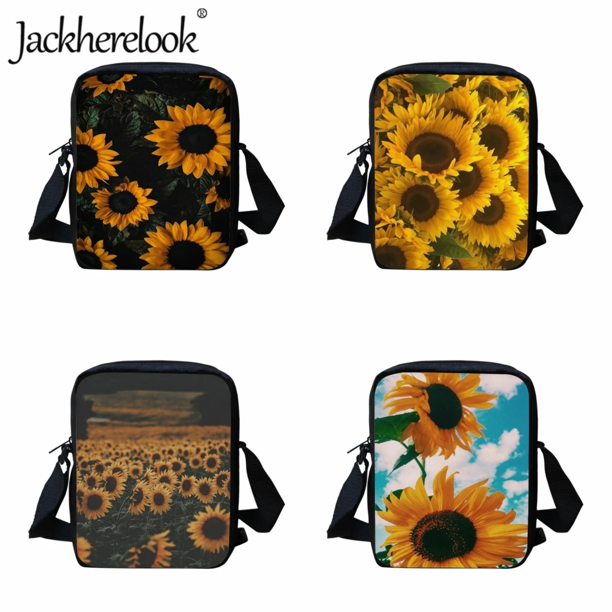 

Jackherelook Sunflower Printing Casual Crossbody Bag School Children Book Bags Fashion Travel Shopping Bag for Kids Lunch Bag