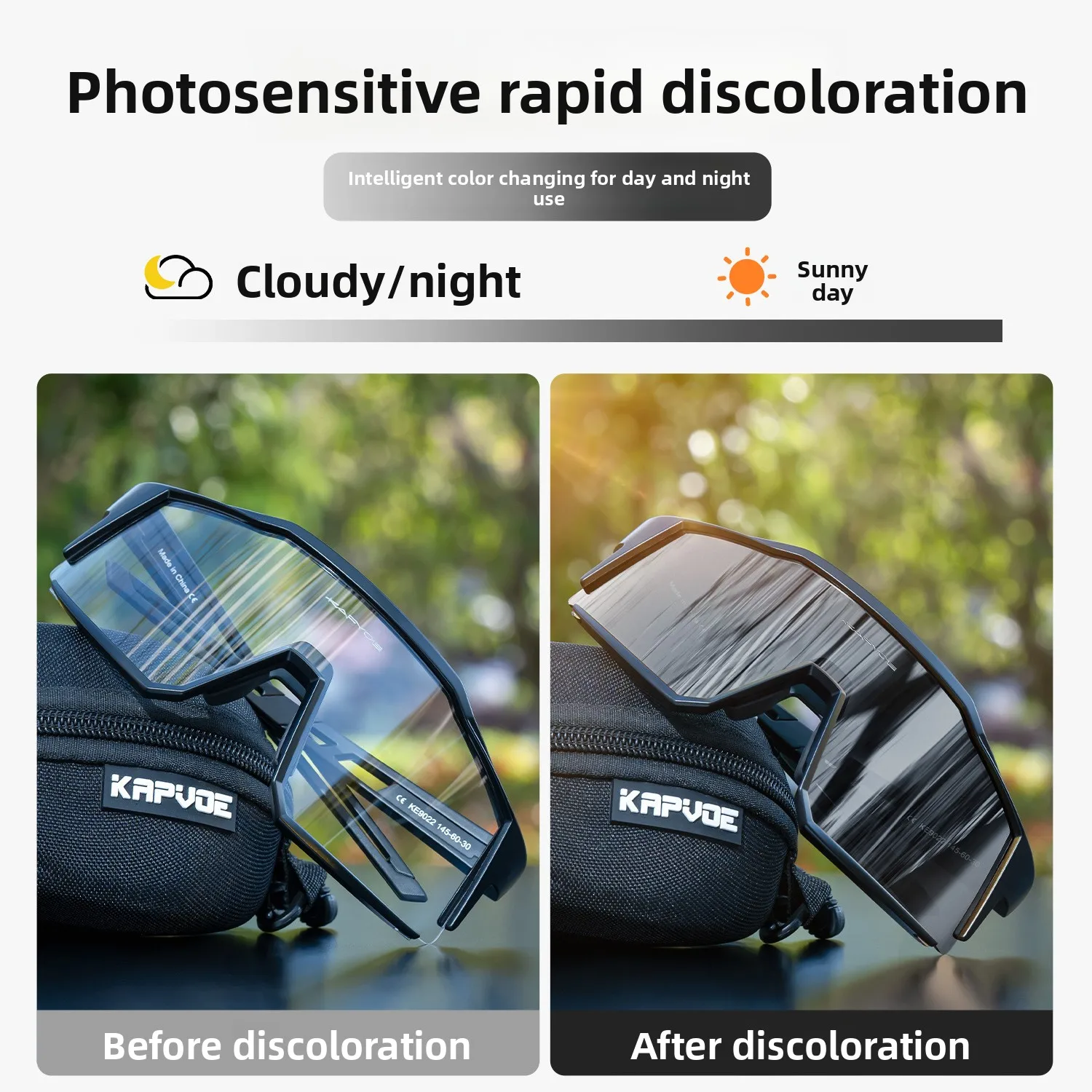 Color-Changing Impact Resistant Cycling Glasses, Interchangeable Lenses, Professional Sports, Outdoor Windproof Goggles