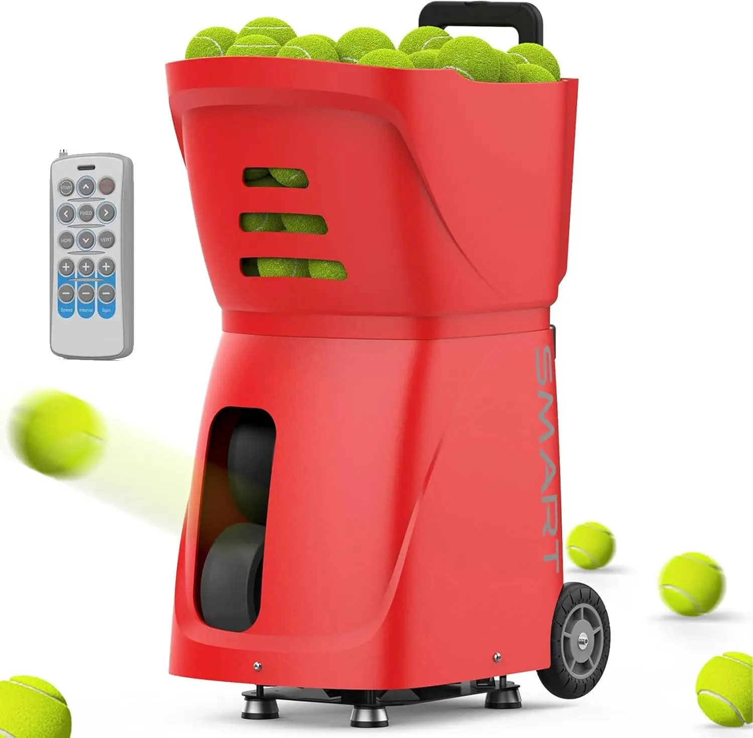 

Portable Tennis Ball Server Machine, Tennis Training Machine, Tennis Ball Thrower with App/Remote Control,Red (Red)