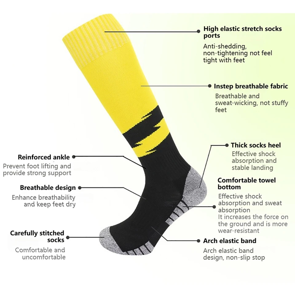 Loogdeel Children Cotton Non-Slip Breathable Knee High Towel  Soccer Socks Bottom Cycling Sport Training Long Football Socks - view 4