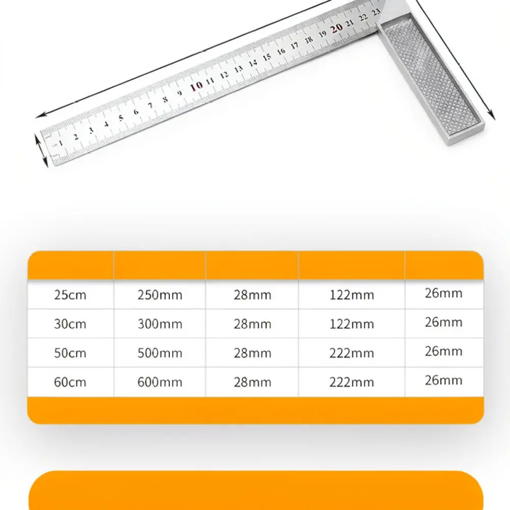 Stainless Steel L Shape Right Angle Square Ruler Accurate Measuring Tool For Woodworking Layout Carpentry Construction