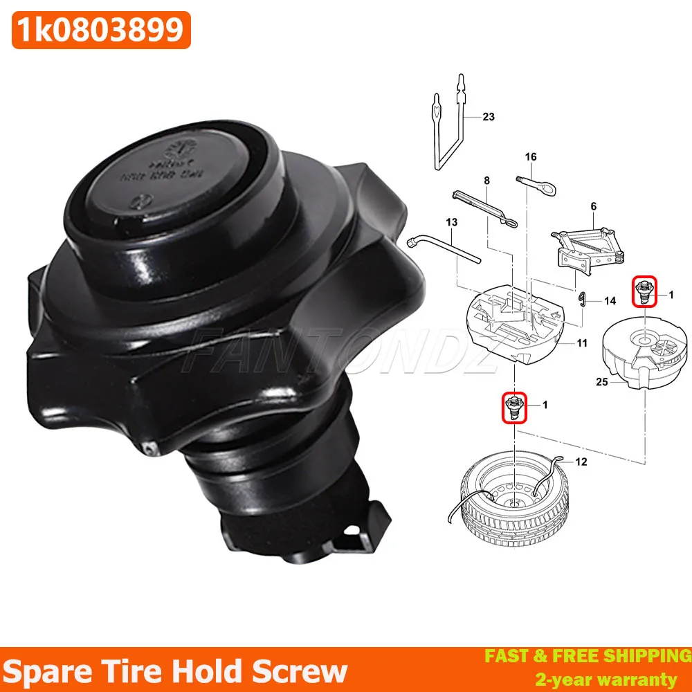 Rueda de repuesto para Seat Altea Leon 1P Toledo 5P Ateca KH7 Audi A3, fijación de neumáticos, Tornillo de montaje, retenedor 1KD803899, 1 unidad