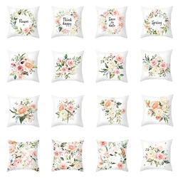 Spring letter print floral series pillowcase home decoration sofa cushion cover fresh pillowcase 45*45 cm