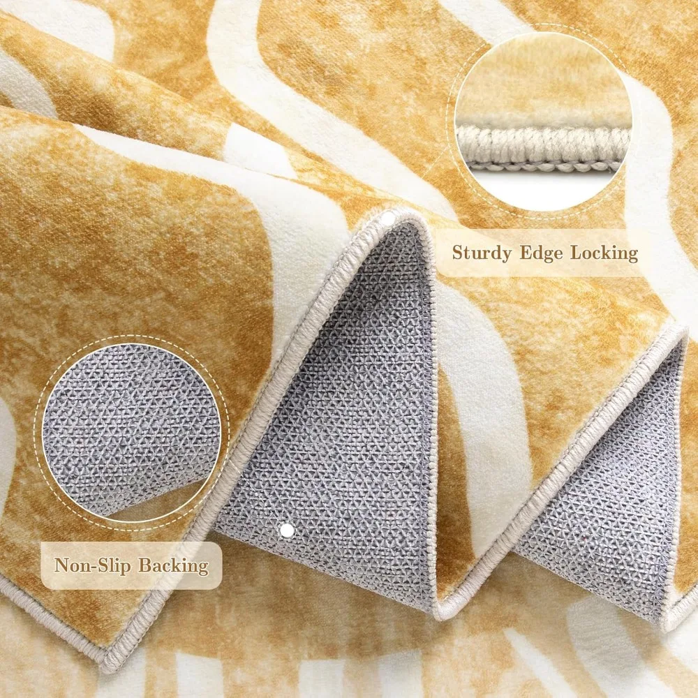 Градиентный желтый моющийся нескользящий тонкий ковер в стиле бохо для детской комнаты, 6x9