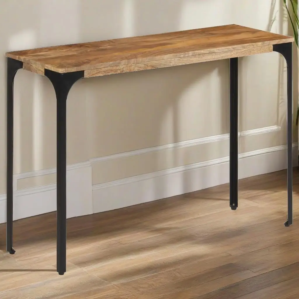 Stylish Brown Console Table 43.3x13.8x29.9 | Solid Wood & Durable Iron Design