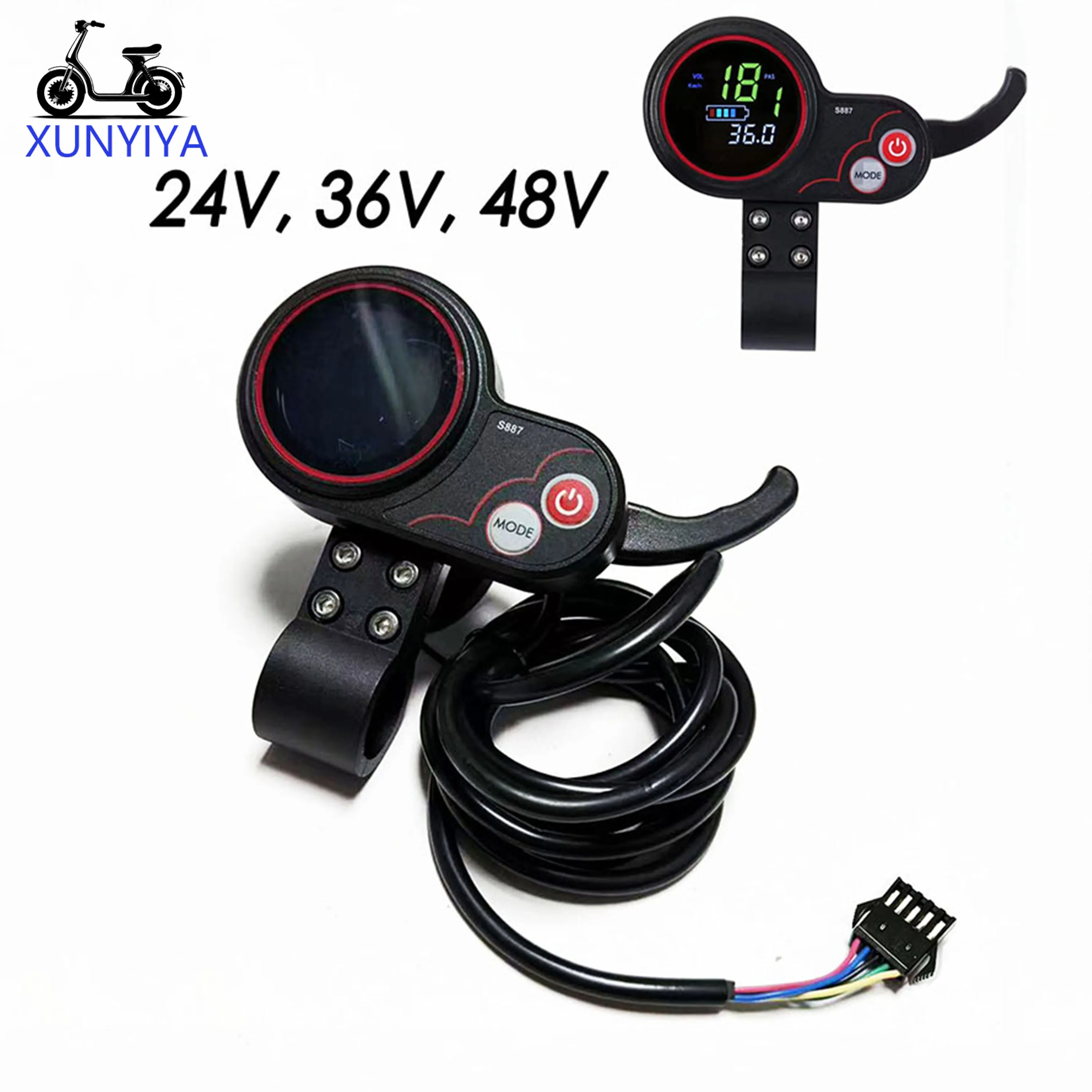 

Electric Bike LCD with Rotary throttle USB,24V/36V/48V,S887 Color display 5pin for TF-100 kugoo M4 E-scooter UART No.2 Protocol
