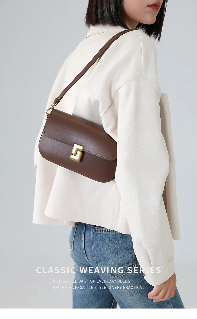 Women’s Split Leather Shoulder Bag Trend Brand Small Square Bags Luxury Designer Handbag Messenger Bag for Female