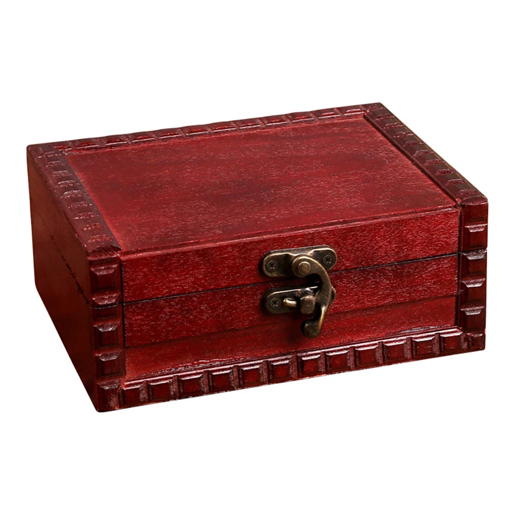 

1pc Jewelry Storage Box Necklace Case Container Organizer Wood Alloy Retro Travel Portable Jewelry Holder Wooden Container