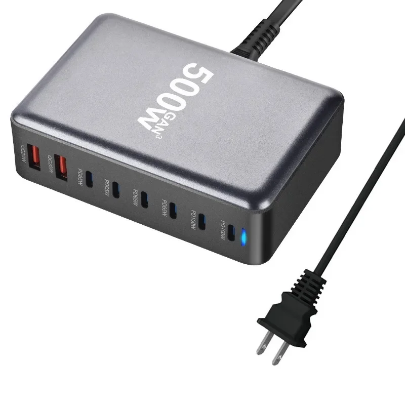 

500W GaN Charger USB C Fast Desktop 8-port USB Type C PD Charger Fast Charge 3.0 USB Type C Fast Charger