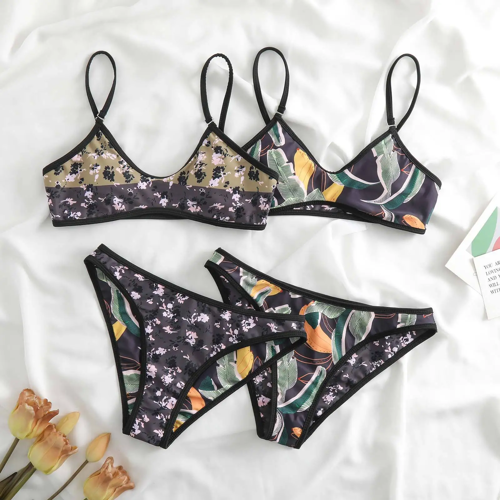 Sexy Micro Bikini 2025 Women Printed Double-sided Swimsuit Push Up Padded Thong Swimsuit Female Cut Out Bathing Suit Swimwear