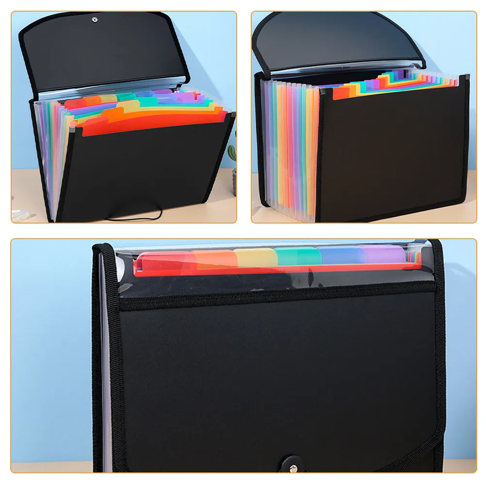 2Pcs Wear-Resistant PVC Accordion File Folder Lightweight Handheld File Organizer for Papers Receipts Business Cards Vouchers