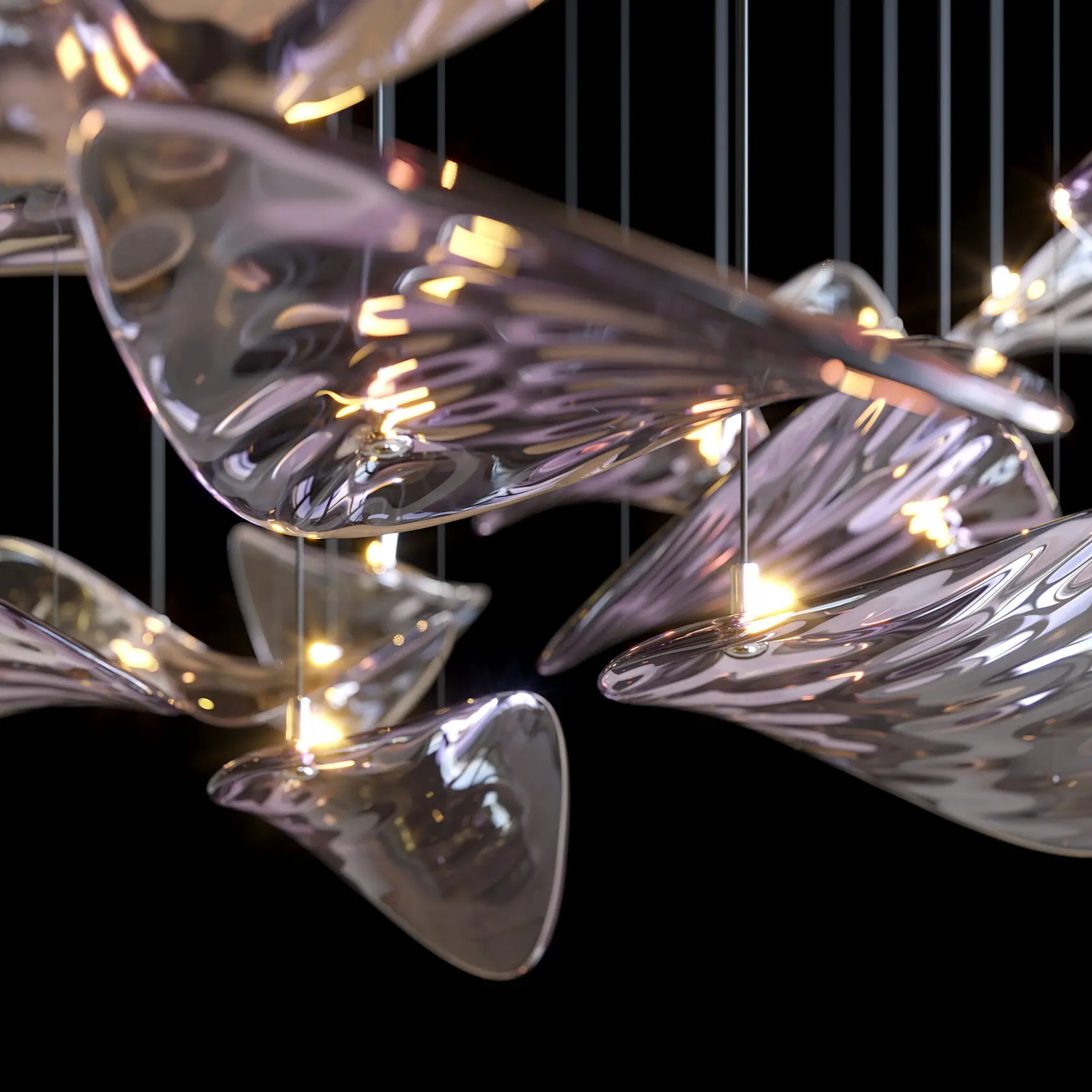 العملاء الفن تصميم طبق من الزجاج الأرجواني قليلا الضوء الثريا قلادة ضوء مشروع الإنارات