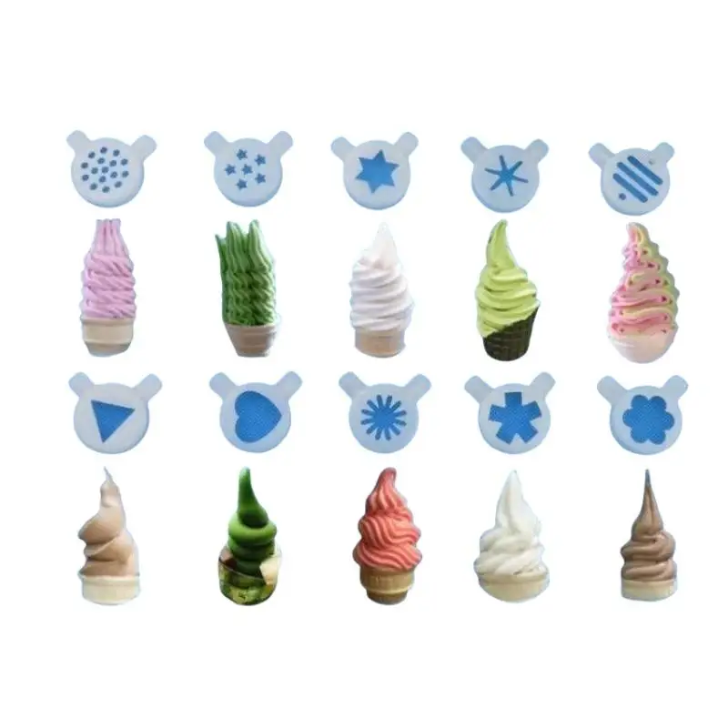 Hot 14 Types Ice Cream Shape Nozzle Lids Magic Modelling Caps Spare Part Replacement Soft Ice Cream Machines 29mm Inner Diameter