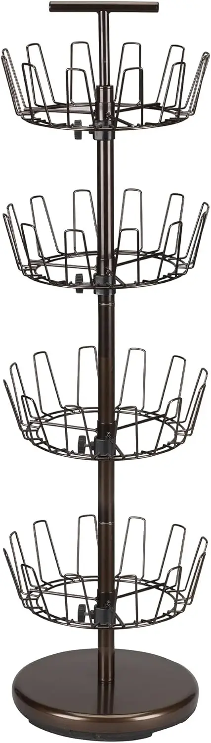 

Metal Four-Tier Adjustable Revolving Shoe Rack | Holds up to 24 Pairs of Shoes | Antique Bronze Finish