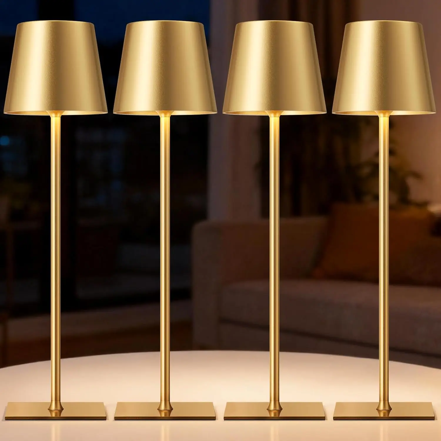 

Перезаряжаемая беспроводная настольная лампа, набор из 4 портативных светильников с аккумулятором 5000 мАч, сенсорное диммирование для столовой, кемпинга, кофейни