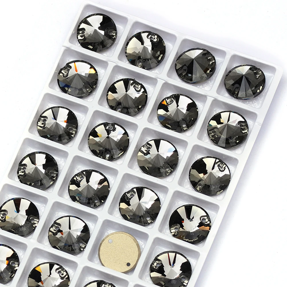 PUBRILE Schwarze Diamant-Applikationen mit aufgenähten Strasssteinen, Flache Kristallglassteine für DIY-Näharbeiten, Applikationen für Kleider, Kleidung und Taschen – Detail 3