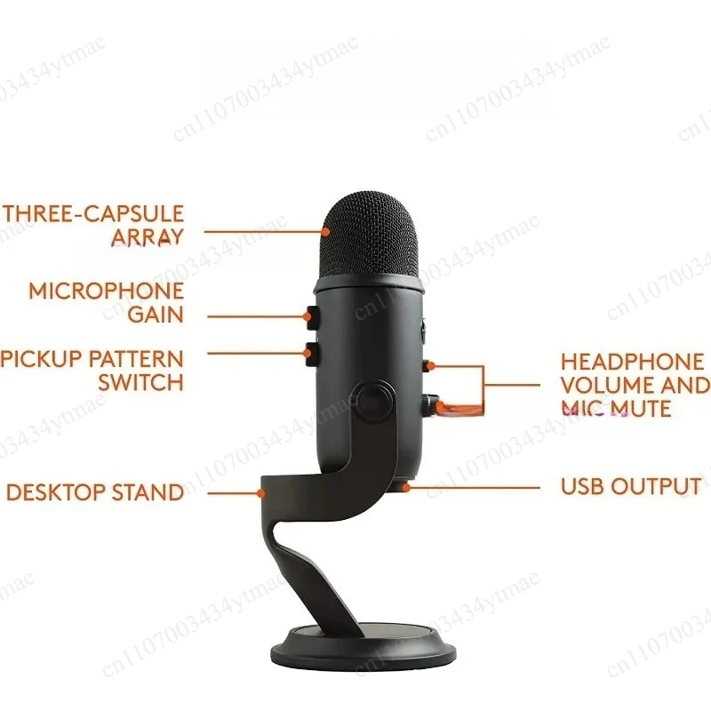 Portable Condenser USB Microphone 4 Pickup Patterns Noise Cancelling Mic For Recording Podcast Singing