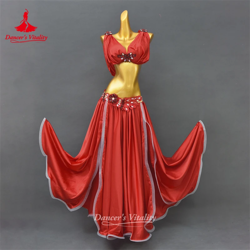Belly Dance Suit Satin Bra Split Big Swing Skirt Performance Clothes Set Woman High-End Competition Clothing Oriental Dancewear