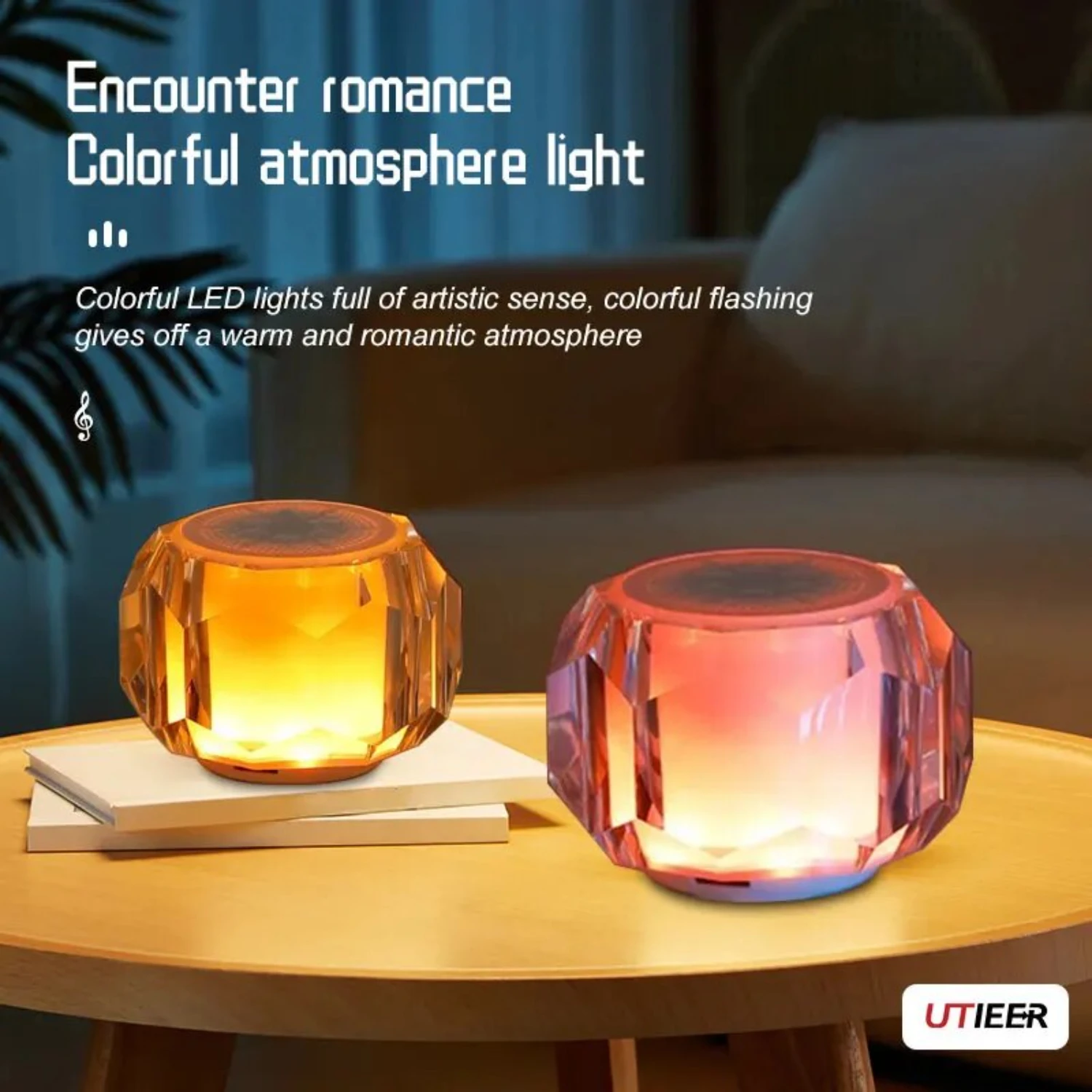 Transparent Crystal Bluetooth Wireless Speaker Colorful Lighting  Desktop Bedside Atmosphere Light Bluetooth Small Speaker