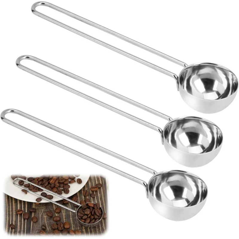 【3-Count Stainless Steel Scoop Set】Dual-Loop Handle Design, Exact Measurement for Baking, Coffee,Sugar,Flour