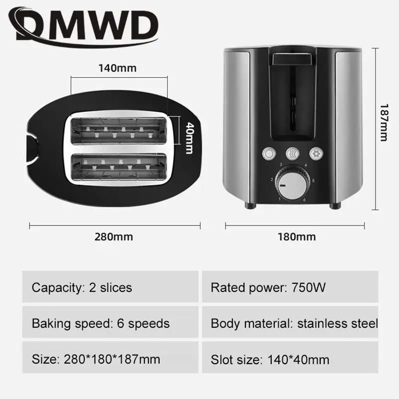 Toster do chleba ze stali nierdzewnej Piekarnik do pieczenia kanapek Wielofunkcyjny piec śniadaniowy z poszerzonym otworem na pieczenie i tacą na