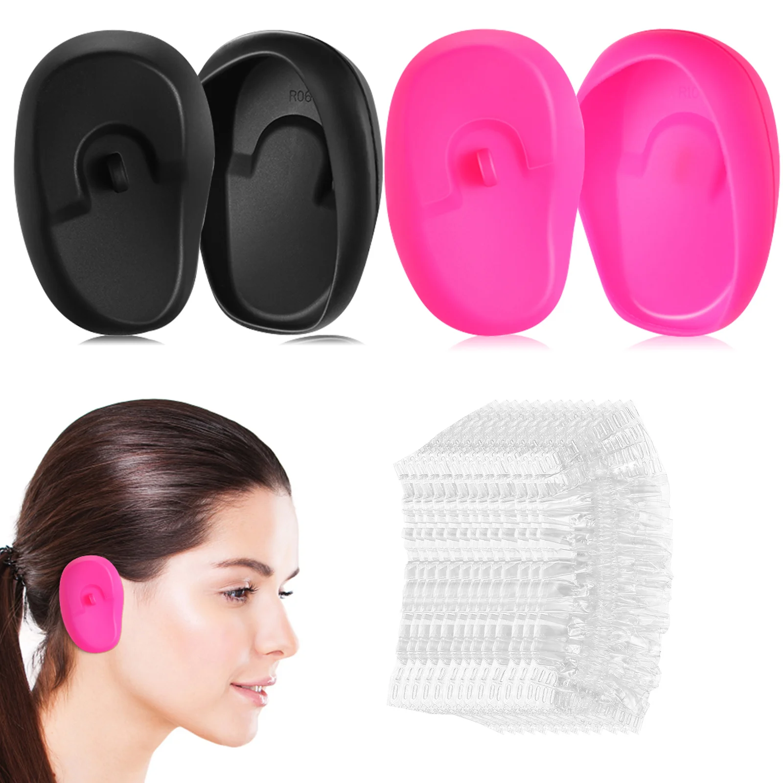 

2Pairs Silicone Ear Protector Ear Covers Soft Elastic Opening Universal Fit for Hair Dye Shower Bath Salon Use