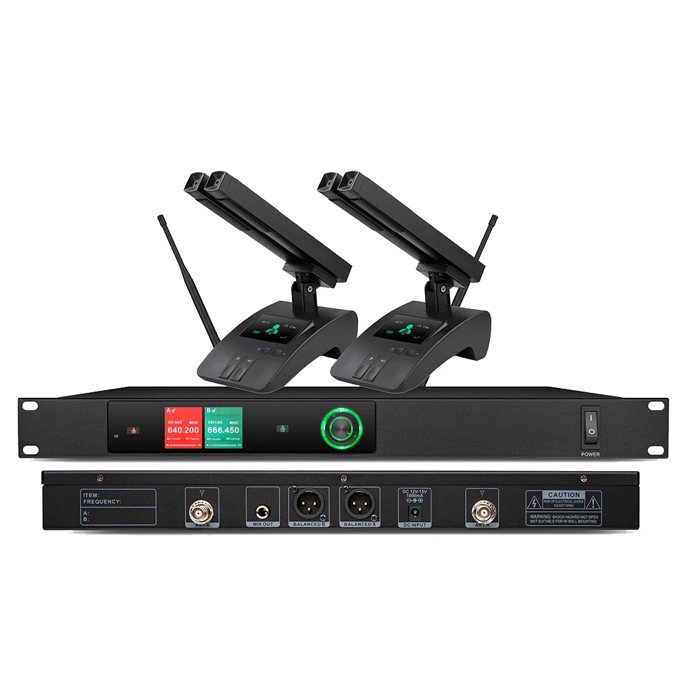 Professional Ultra-High Frequency Wireless Conference Sound System for Studio and Conference Room Use with Microphone