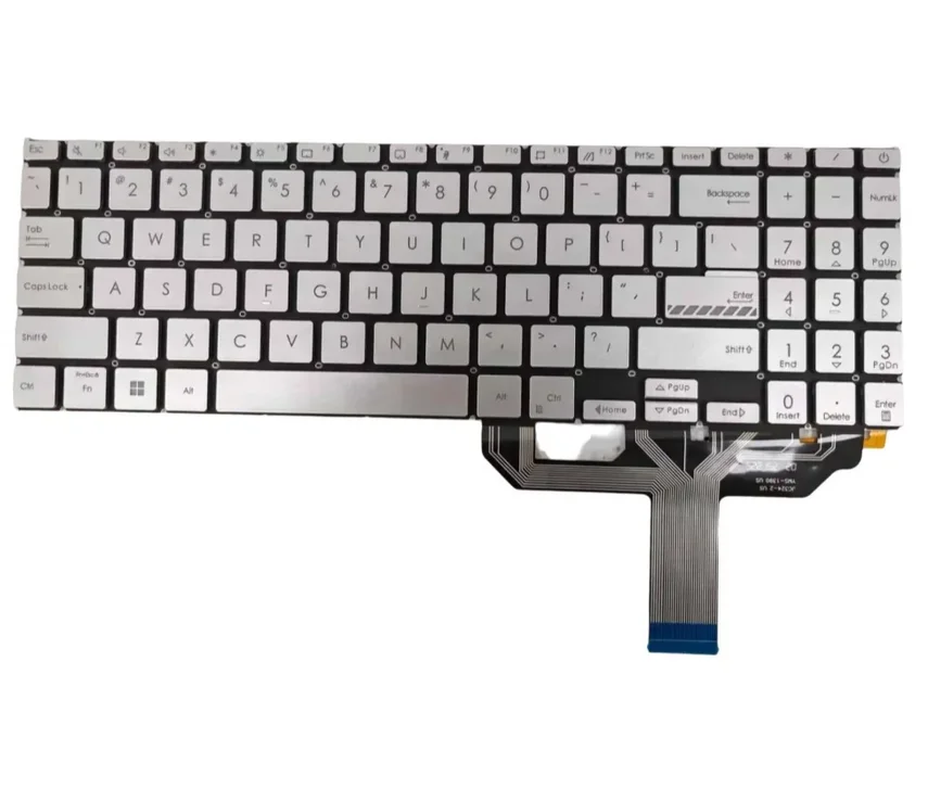 US Silver Laptop Keyboard for ASUS X1502 X1502ZA X1502Z X1502VA X1603Z X1603ZA M1503Q M1603Q X1605V M1502 X1503 with Backlit