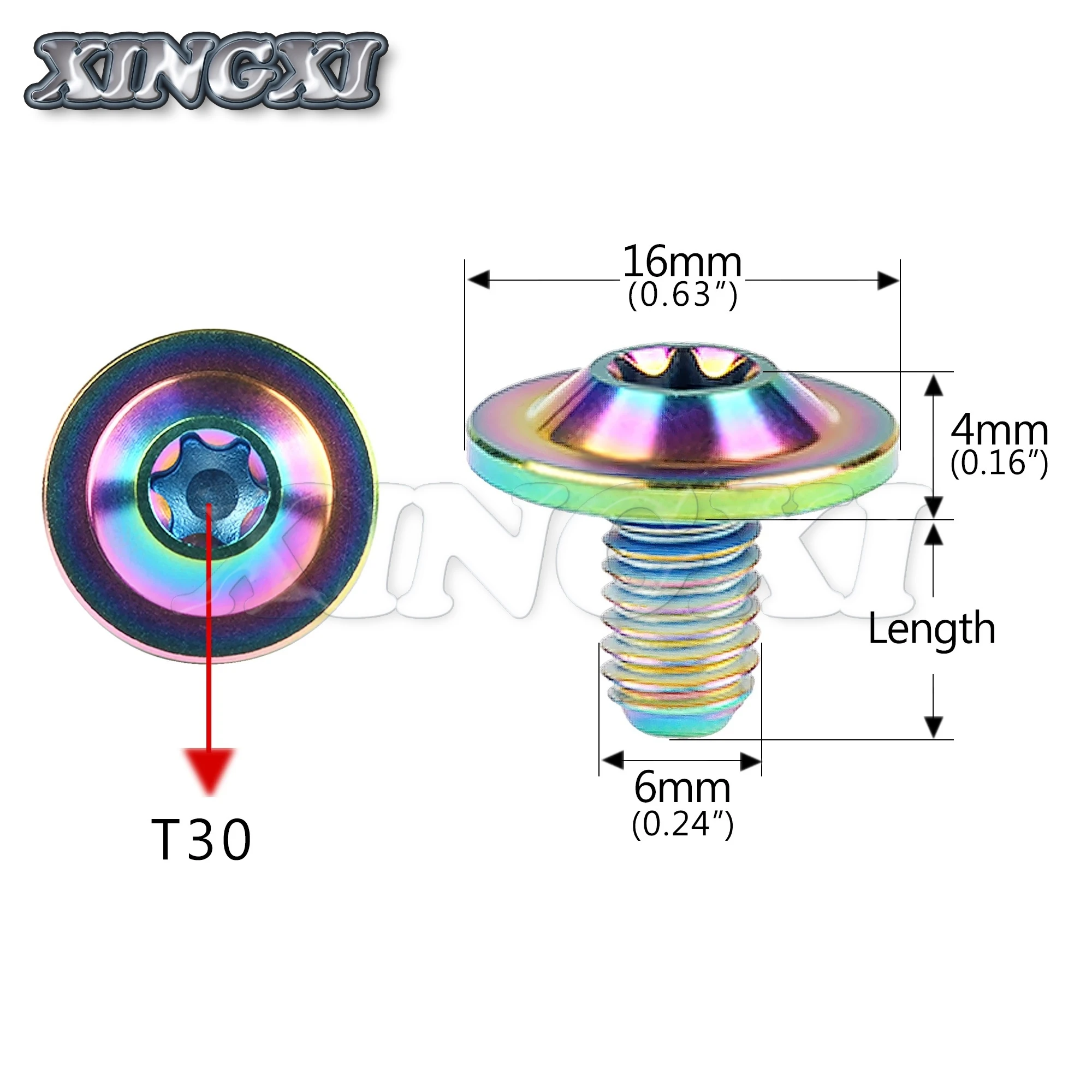 Xingxi 5PCS Titanium Ti Bolt M6X10 15 20mm Dish Torx Head Screw for Riding Shell Modification TC4 Bolts Accessories Fastener