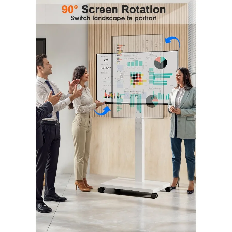 حامل تلفزيون متحرك عالي التحمل لأجهزة التلفاز مقاس 3275 بوصة عربة تلفزيون متنقلة مع 60 ارتفاع دوار قابل للتعديل صورة المناظر الطبيعية دوران الميل F #2