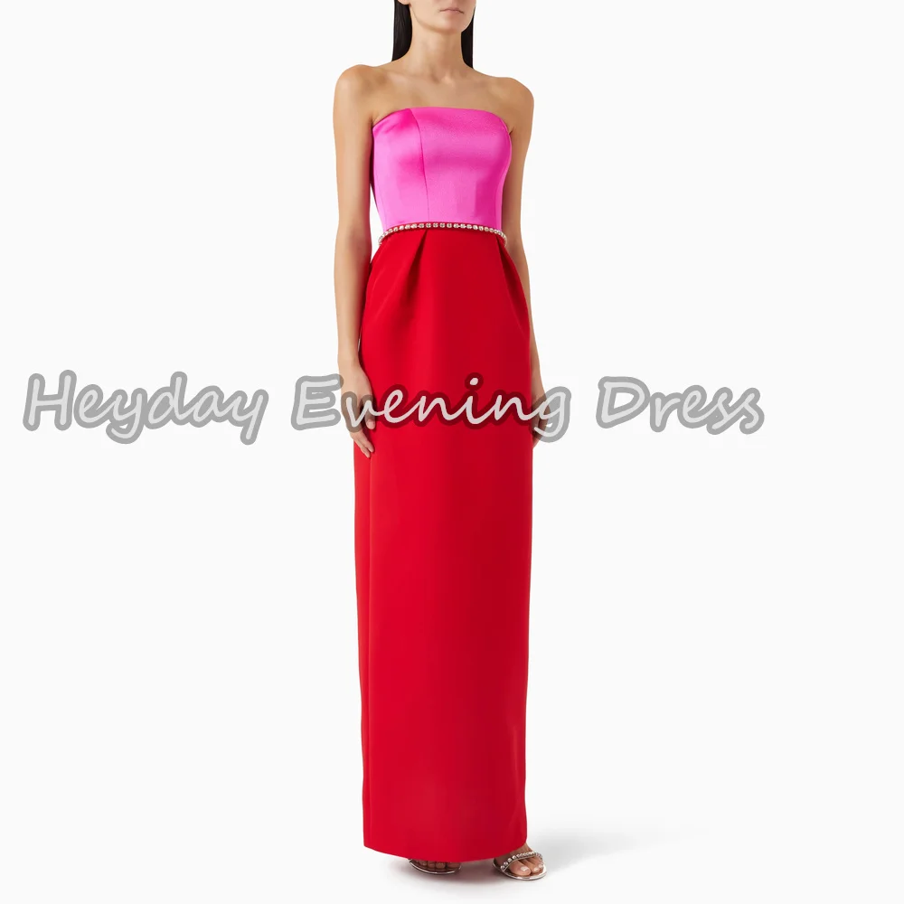 

Heyday Crepe Straight Strapless Ankle Length Simple Evening Dresses For Women 2025 With Sleeveless Saudi Arab Elegant Party Gown
