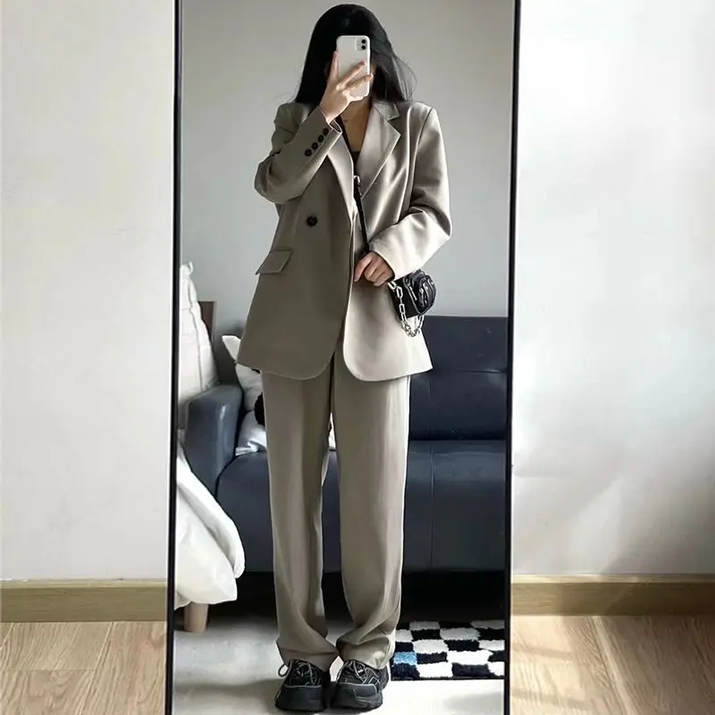 High-End Faionable Casual Damespak Jaet Set Long Sve Professionele Look Polyestervezel Nieuwe Sle Lentecollectie
