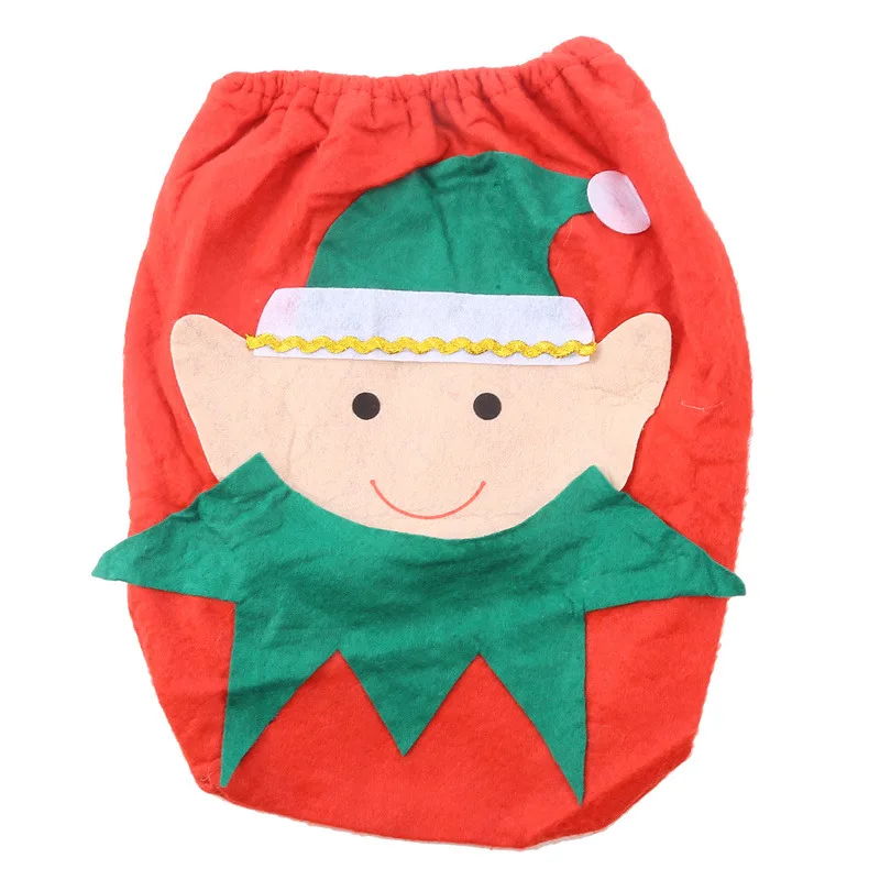 3pcs/set Christmas Elf Toilet Seat Cover Merry Christmas Ornament Water tank cover + toilet seat cover + foot mat