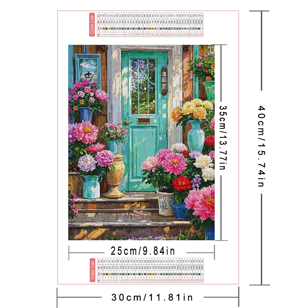 AZQSD Diamond Painting Door Landscape Embroidery Diamond Mosaic Rose Flower Square Round Drill Home Decor Full Kits