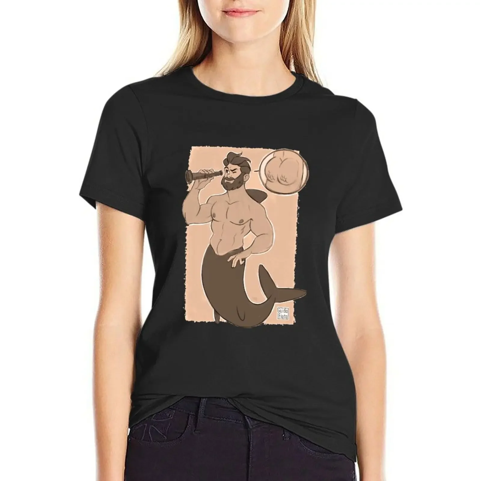 

Merman Bear T-Shirt korean fashion tees customizeds cute t-shirts for Women