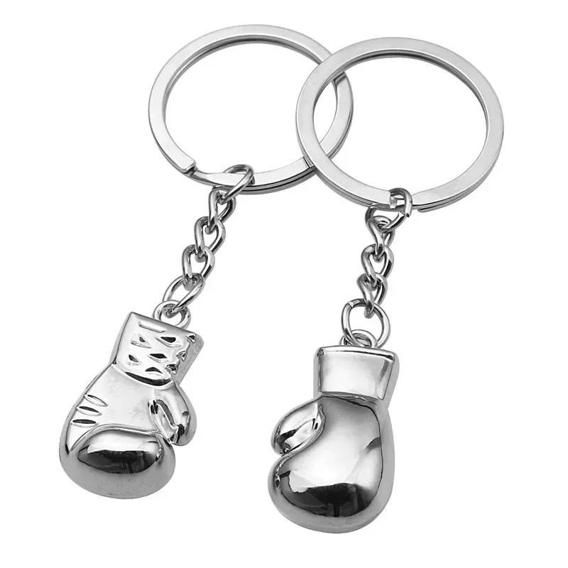 Fashion Men Boxing Gloves Pendant Keychain 3D Metal Boxer Movement Fighting Jewelry Men's Car Keyring Club Match Souvenir Gift