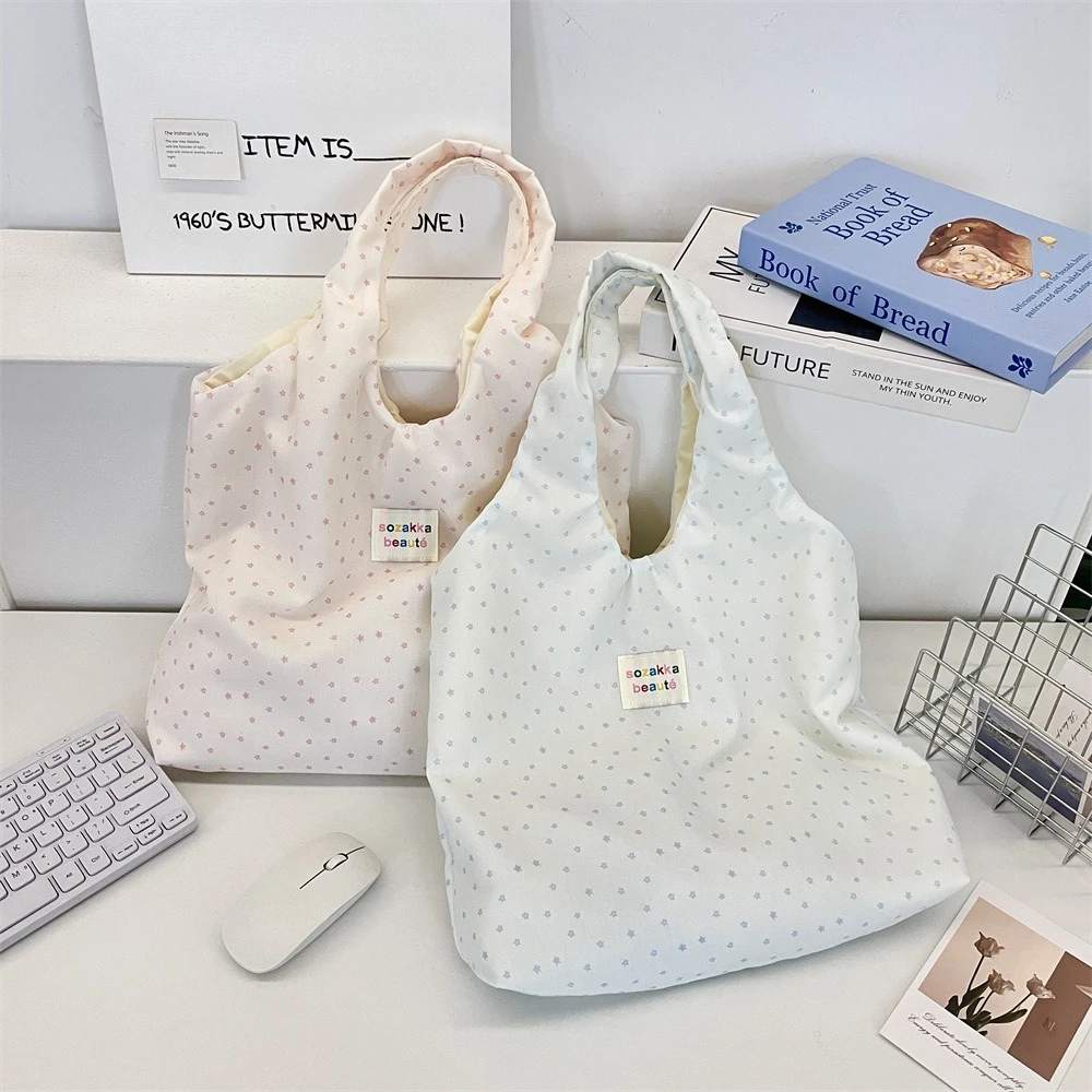 Casual Simple Star Printed Women's Handbags Korean Style Shoulder Bag Fashion Large Capacity Student Book Bag Tote Bag