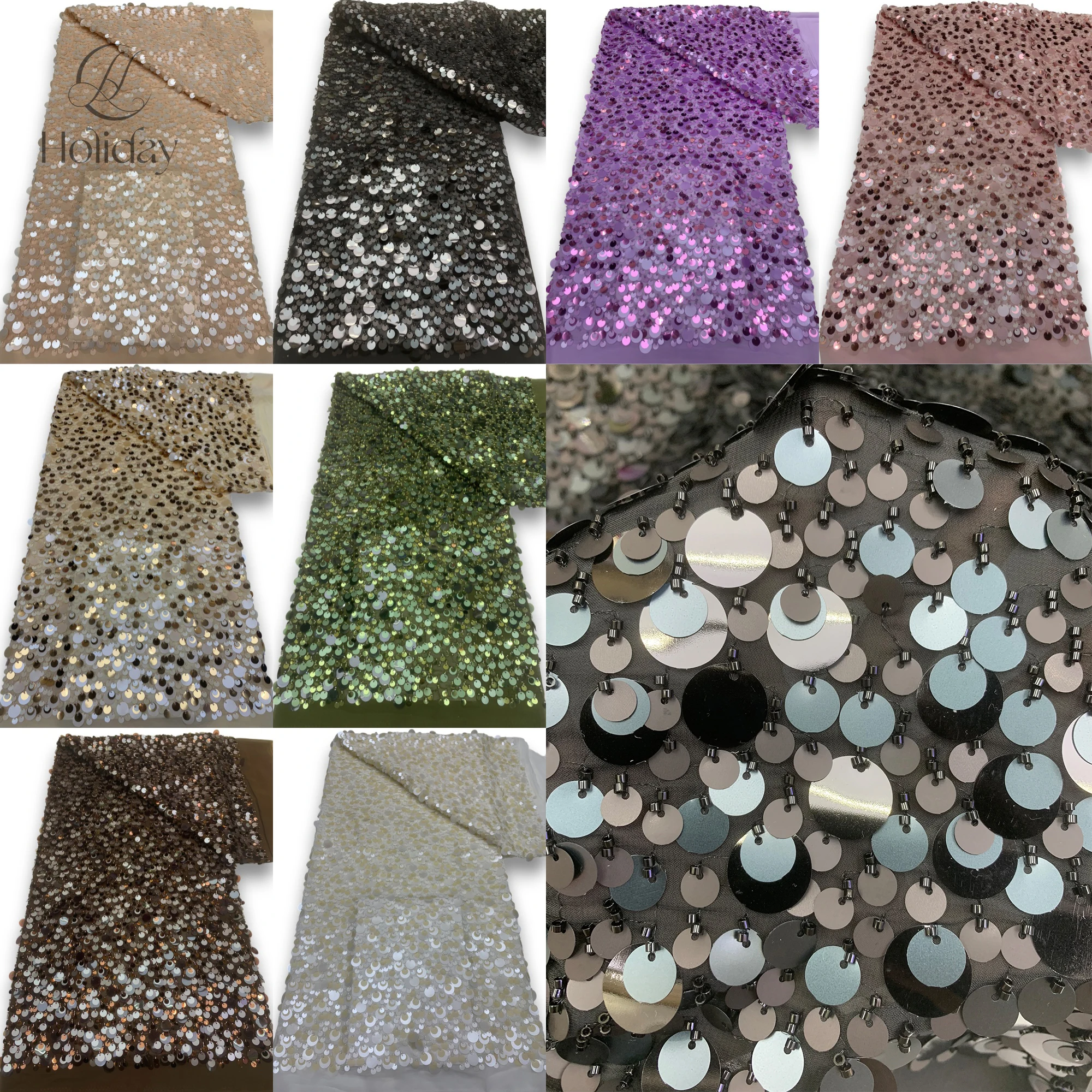 Tessuto di paillettes con perline di lusso, tessuto di fascia alta per abiti da sposa, moda couture, materiale per costumi fai da te