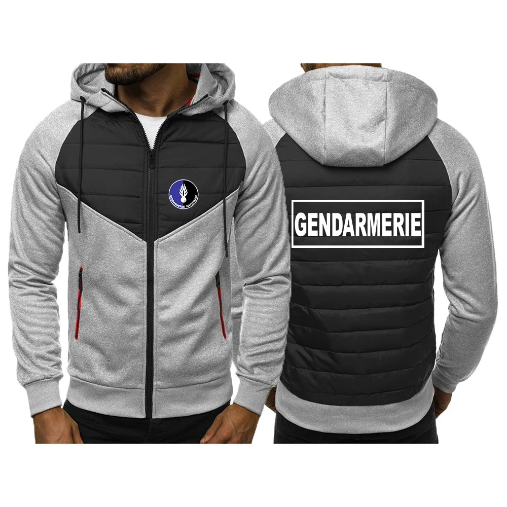 French Gendarmerie PSIG 2023 New Tricolor Hooded Jacket Spring And Autumn Men Casual Slim Comfortable Leisure Patchwork Coat