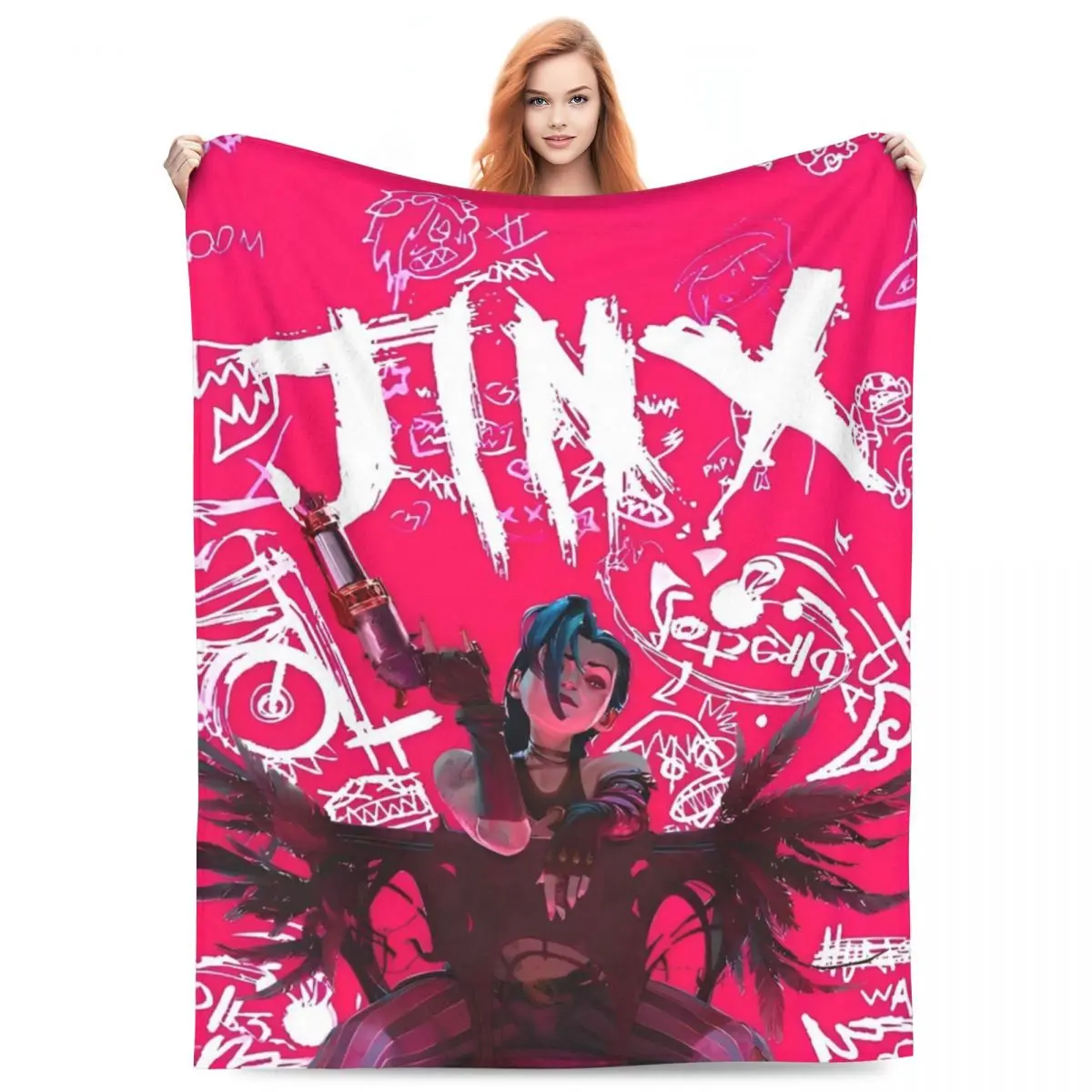 Cozy Arcane Anime Jinx Blanket Accessories Sofa Decorative Blanket Throw Super Warm Fleece for Couch