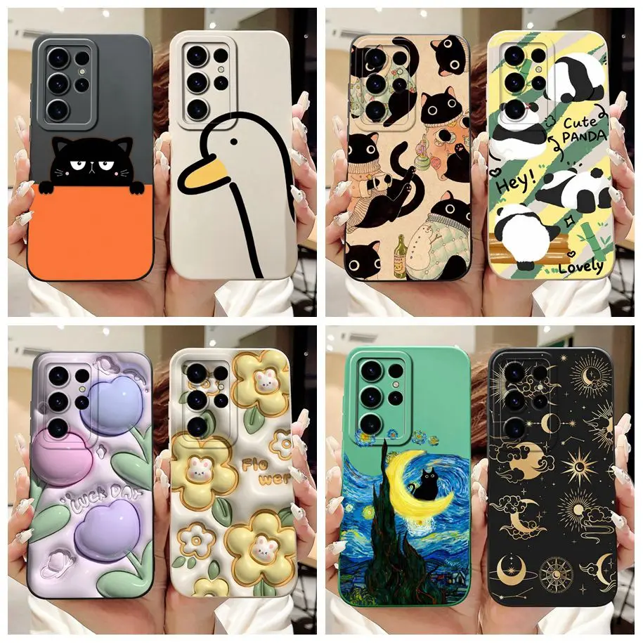 For Samsung Galaxy S23 Ultra 5G Case SM-S918B Cover Popular Flower Soft Silicone TPU Phone Case For Samsung S23 Plus S23FE Funda