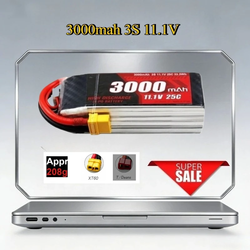 

High-quality11.1V 3000mAh 3S 25C LiPo Battery for RC Helicopter Quadcopter FPV Racing Drone Parts Drones Battery with T/XT60