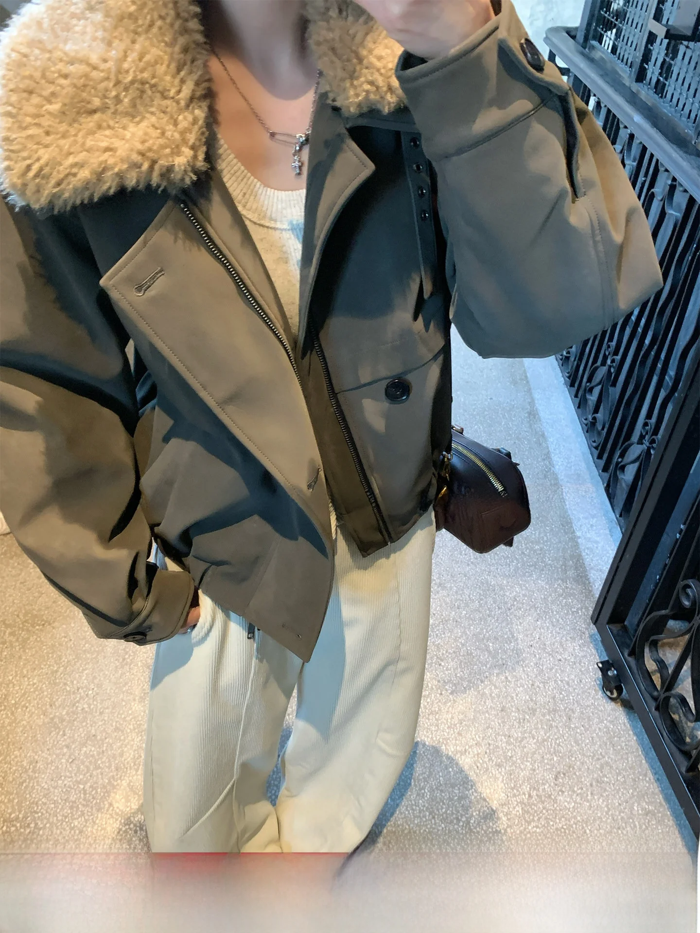 

GV Big Brother ретро американский воротник из искусственного меха в стиле пэчворк в стиле милитари, кожаный хлопковый сэндвич-то, зимний женский топ