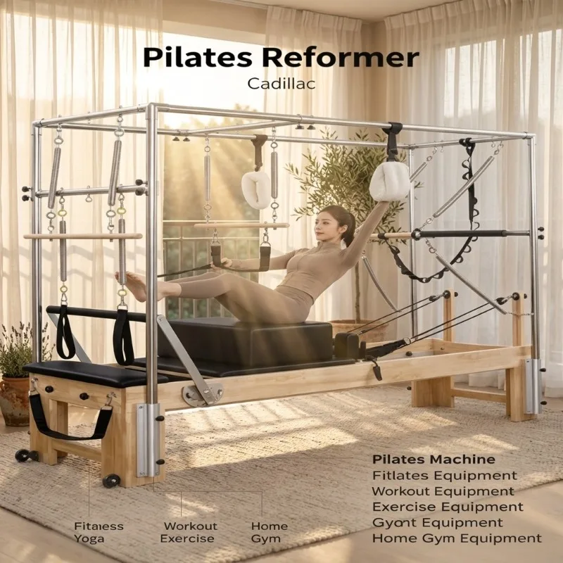 Professional Cadillac Trapeze Table Reformer Tower Combo Oak Wood Machine for Commercial Studio