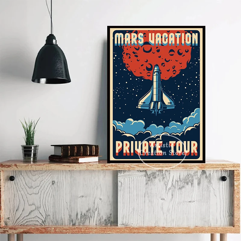 Planets and Universe Retro Space Travel Posters Astronomy Explore Prints Poster Vintage Home Room Decor Rocket Art Wall Painting